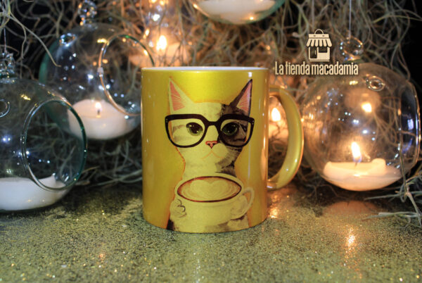 Mug Nacarado Gato Dorado